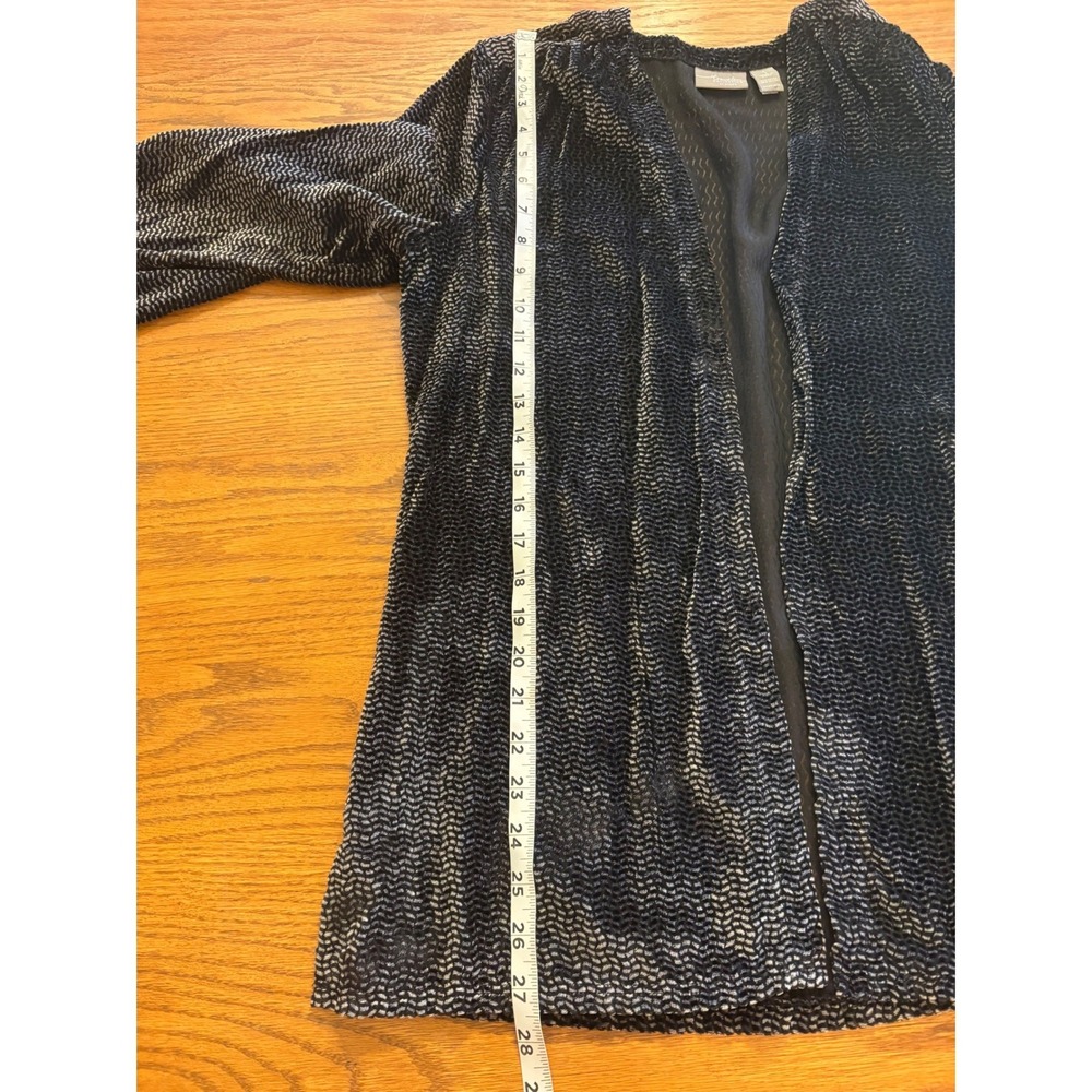 Chicos Travelers Collection Black Silver Textured Open Front Cardigan Size 1 M - Picture 6 of 9